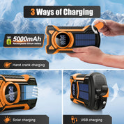 All-in-One-Notfallradio mit Handkurbel, Solarpanel, Taschenlampe und USB-Ladegerät-ideal für Camping und Nutzung im Freien 5