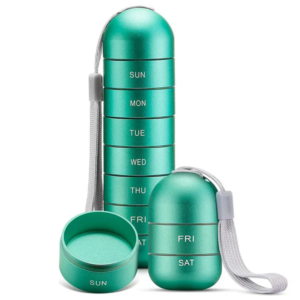 Aluminium 7 Tage tragbarer Pillenorganisator für das Reisen, Pill -Box -Pillenbehälter 1
