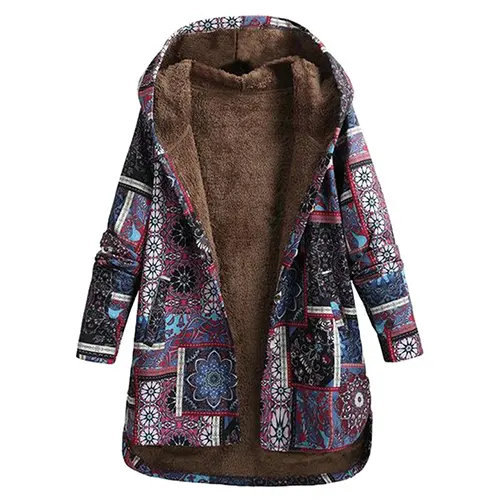 Evaan | Boho patchwork hoodie med varm foder för damer