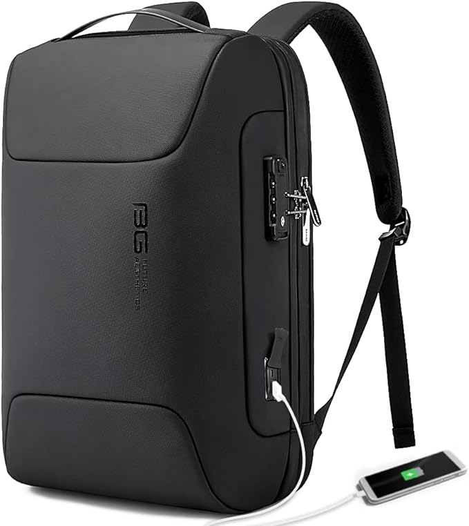 BANGE Anti-Diebstahl-Rucksack mit USB-Ladeanschluss, leichter Business-Rucksack für Männer und Frauen 0