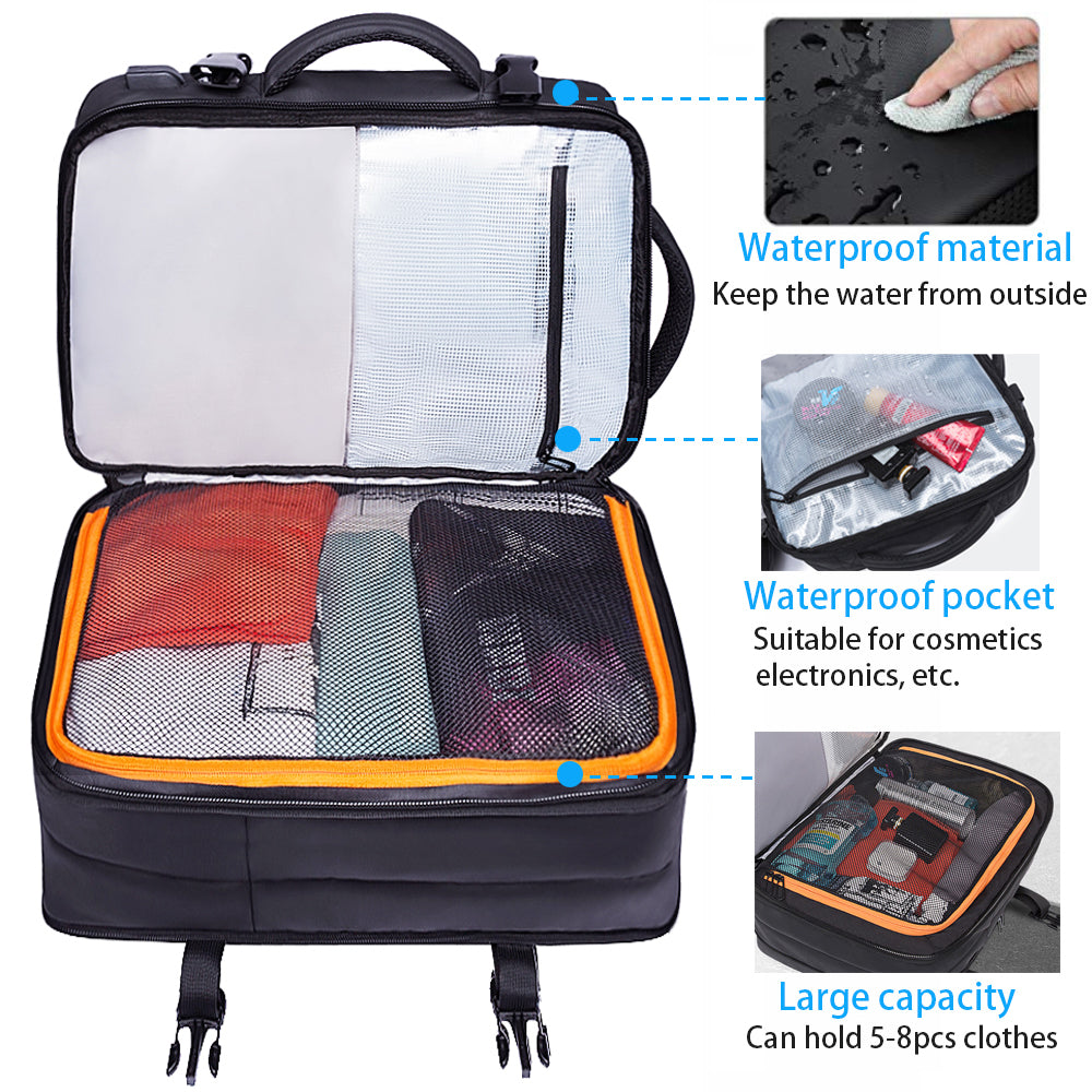 BANGE Business Trip Travel Wasserdichter Erweiterungsrucksack Flugzugelassener Handgepäck-Rucksack 3