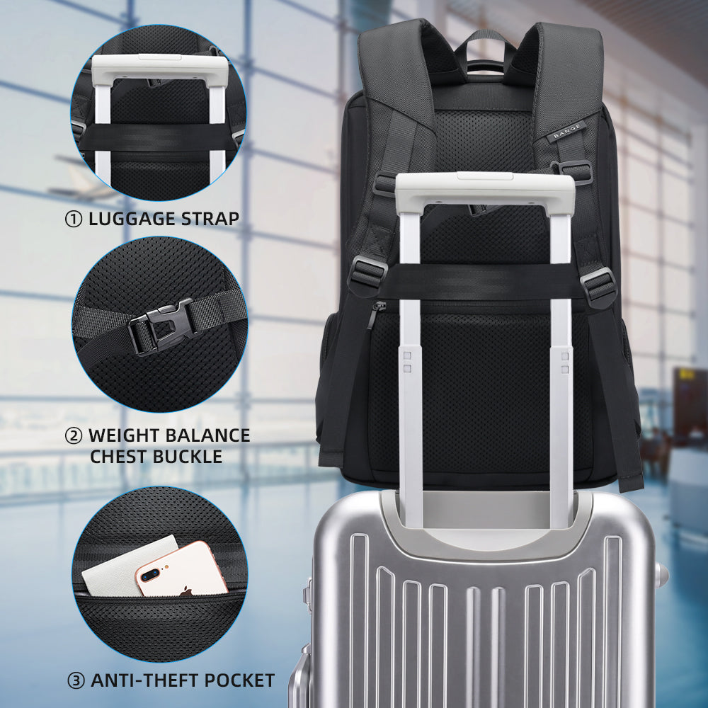 BANGE Laptop-Rucksack für Herren, Business-Reiserucksäcke mit USB-Ladeanschluss, Weekender-Handgepäck-Rucksack 2