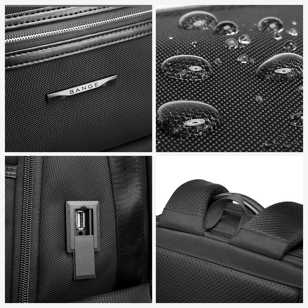 BANGE Laptop-Rucksack für Herren, Business-Reiserucksäcke mit USB-Ladeanschluss, Weekender-Handgepäck-Rucksack 5