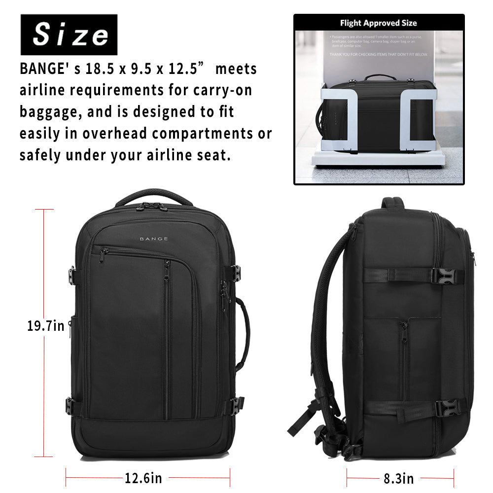 BANGE Reise-Rucksack für Übernachtungen, 40-Liter-Wochenendtasche mit FAA-Flugzulassung (Rucksack mit 3 Fächern) 1