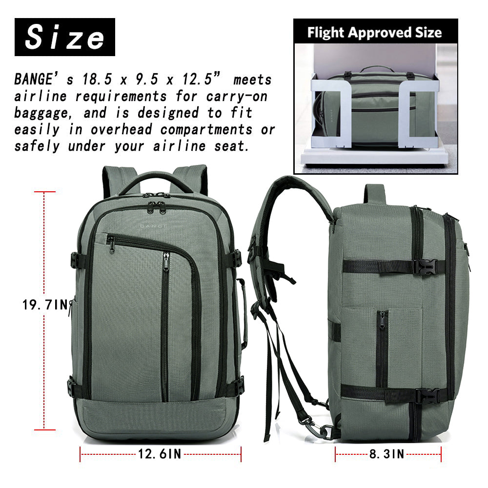 BANGE Reise-Rucksack für Übernachtungen, 40-Liter-Wochenendtasche mit FAA-Flugzulassung (Rucksack mit 3 Fächern) 8