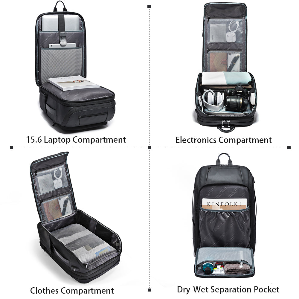 BANGE Reiserucksäcke, Weekender-Handgepäck-Rucksack, wasserdichter Herren-Business-Laptop-Rucksack für 15,6 Zoll 3