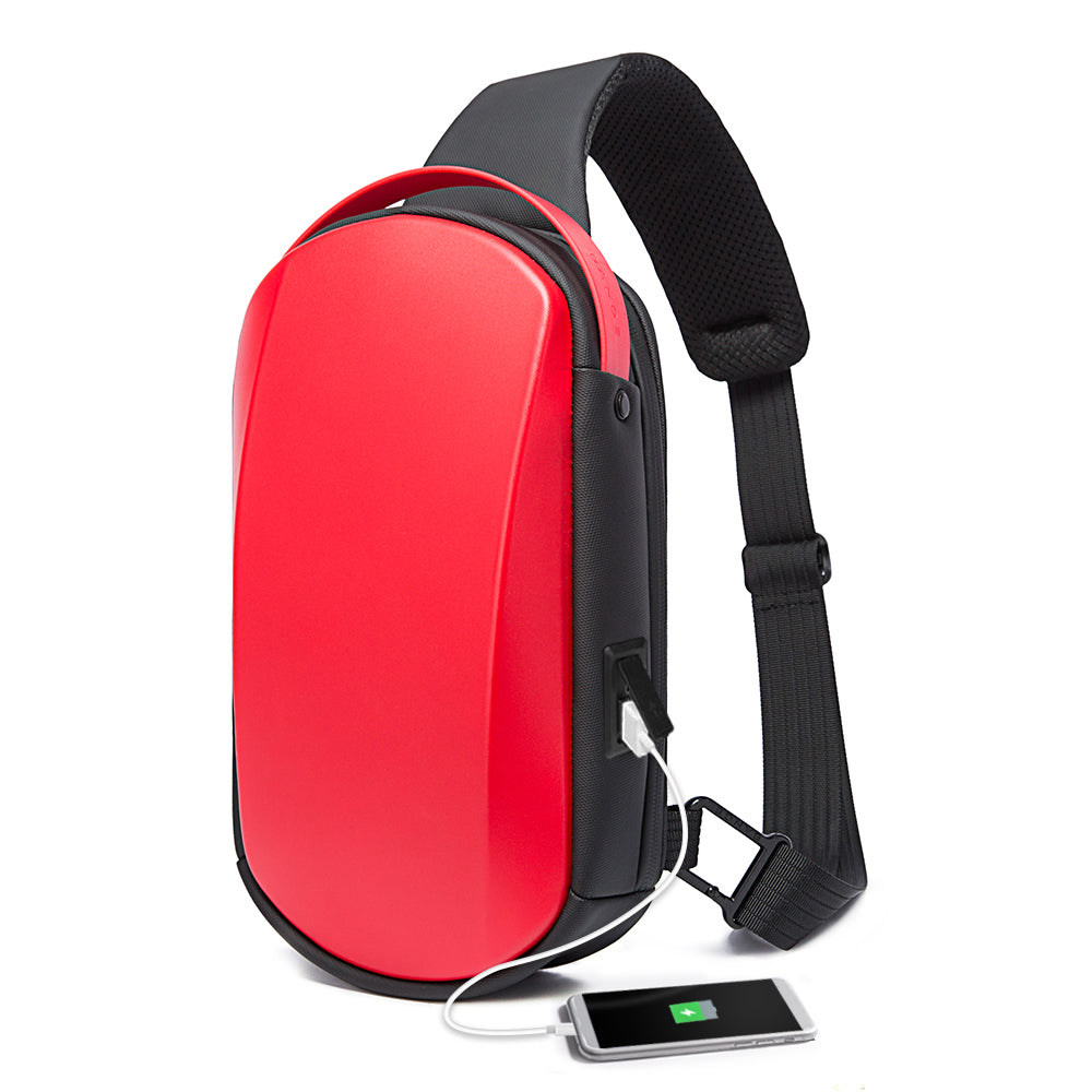 BANGE Sling Bag Wasserdichter Shell Crossbody Bag Rucksack für Männer mit USB-Ladeanschluss 10