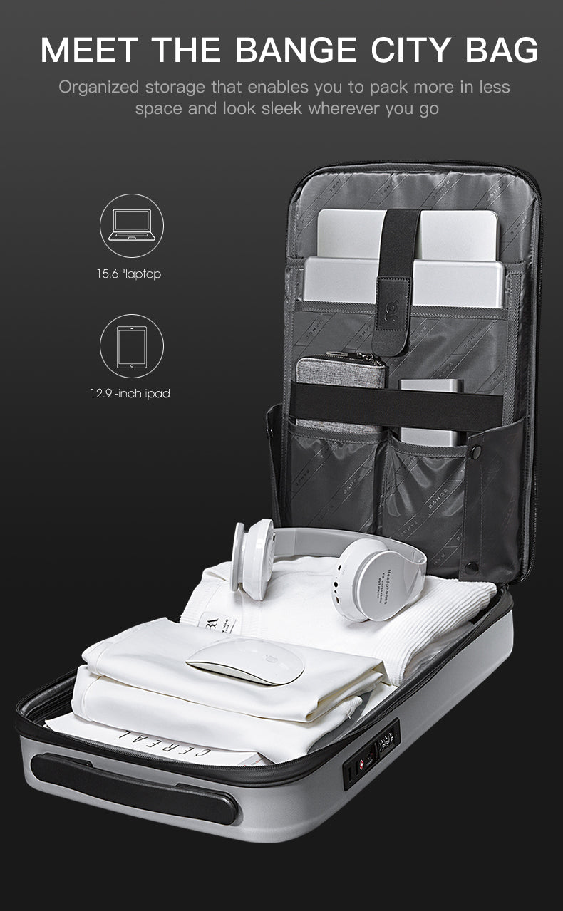BANGE Tech Diebstahlsicherer Hartschalen-Business-Rucksack mit TSA-Schloss und USB-Ladeanschluss 7
