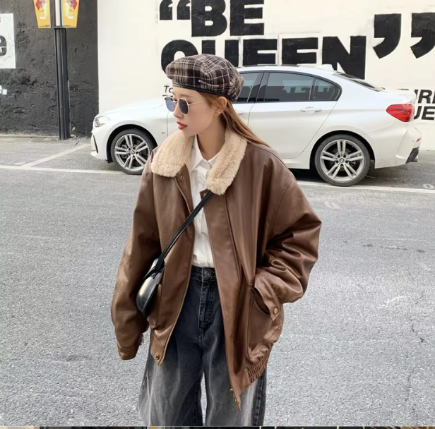 Clarence | Stilvolle Lederjacke mit Kuscheligem Kragen für Damen