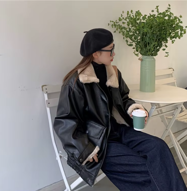 Clarence | Stilvolle Lederjacke mit Kuscheligem Kragen für Damen