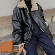 Clarence | Stilvolle Lederjacke mit Kuscheligem Kragen für Damen