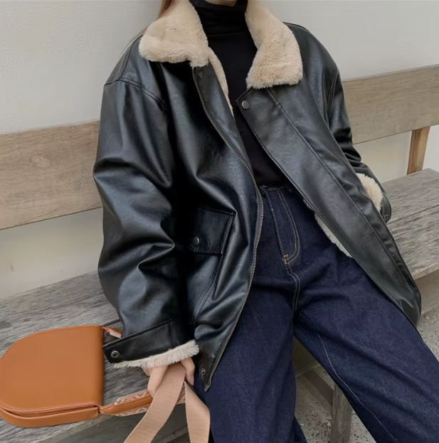 Clarence | Stilvolle Lederjacke mit Kuscheligem Kragen für Damen