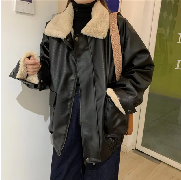 Clarence | Stilvolle Lederjacke mit Kuscheligem Kragen für Damen