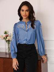 Boho chic blus med blommönster