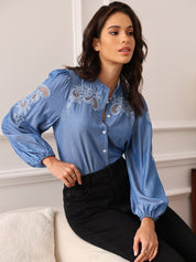Boho chic blus med blommönster