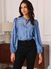 Boho chic blus med blommönster