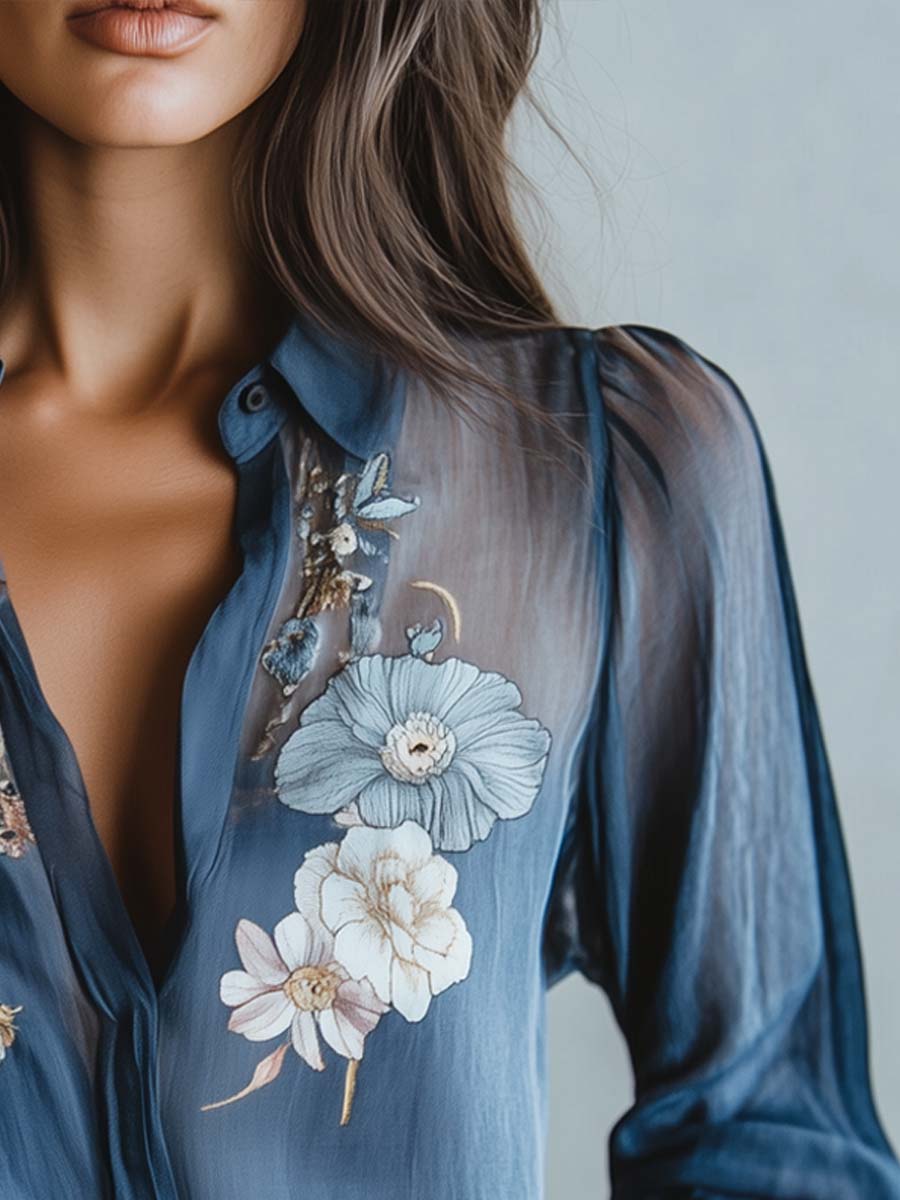 Boho Chic Bluse mit Blumenmuster 4