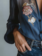 Boho Chic Bluse mit Blumenmuster 5