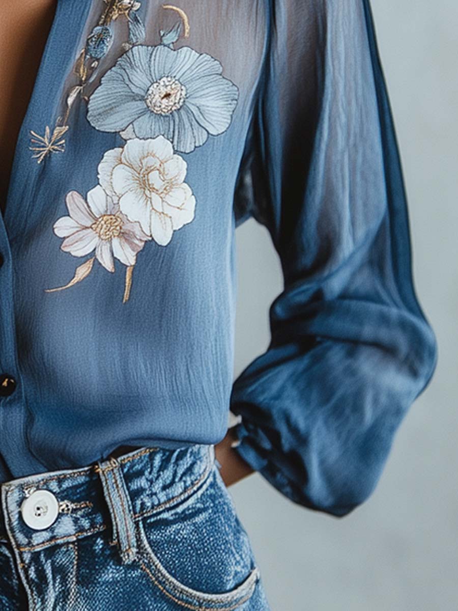 Boho Chic Bluse mit Blumenmuster 6