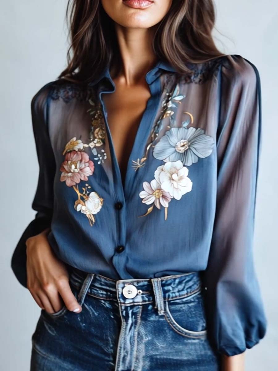 Boho Chic Bluse mit Blumenmuster 7