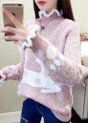 Amaryllis | Kuschelige Damenpullover mit Rüschen und Dicker Nerzstrick