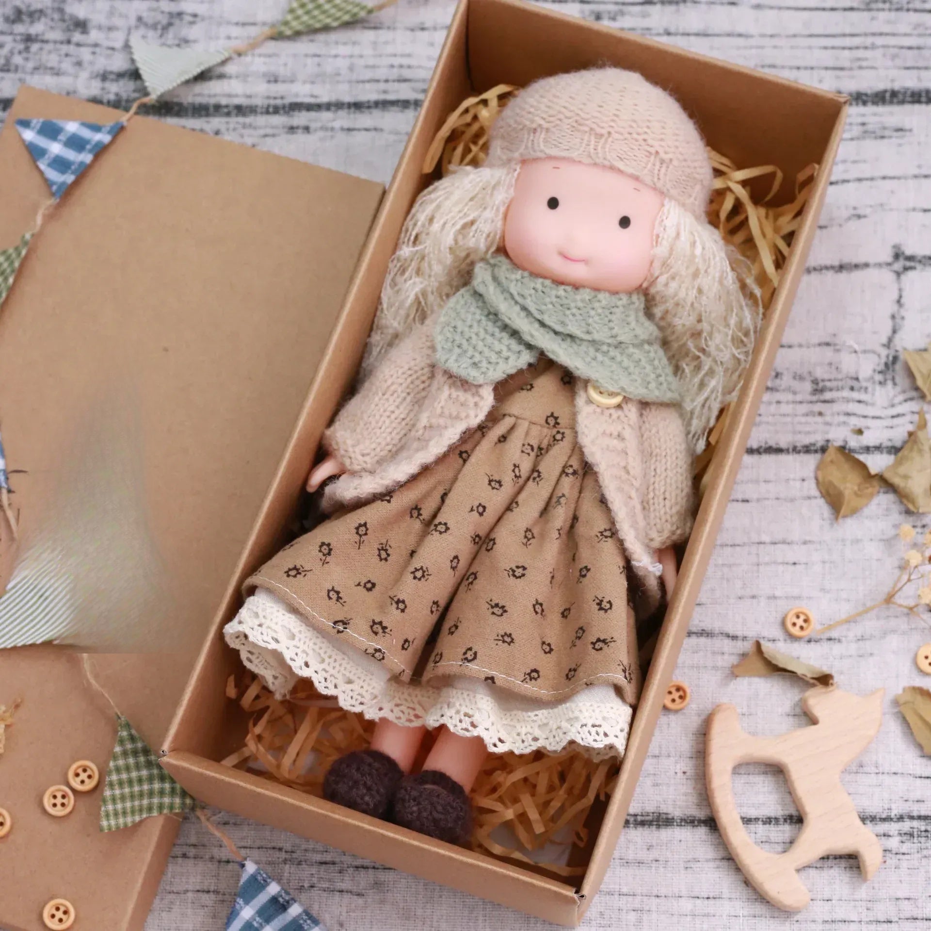 CuddlyCharm | Plüsch-Anziehpuppe mit Accessoires Geschenkset 5