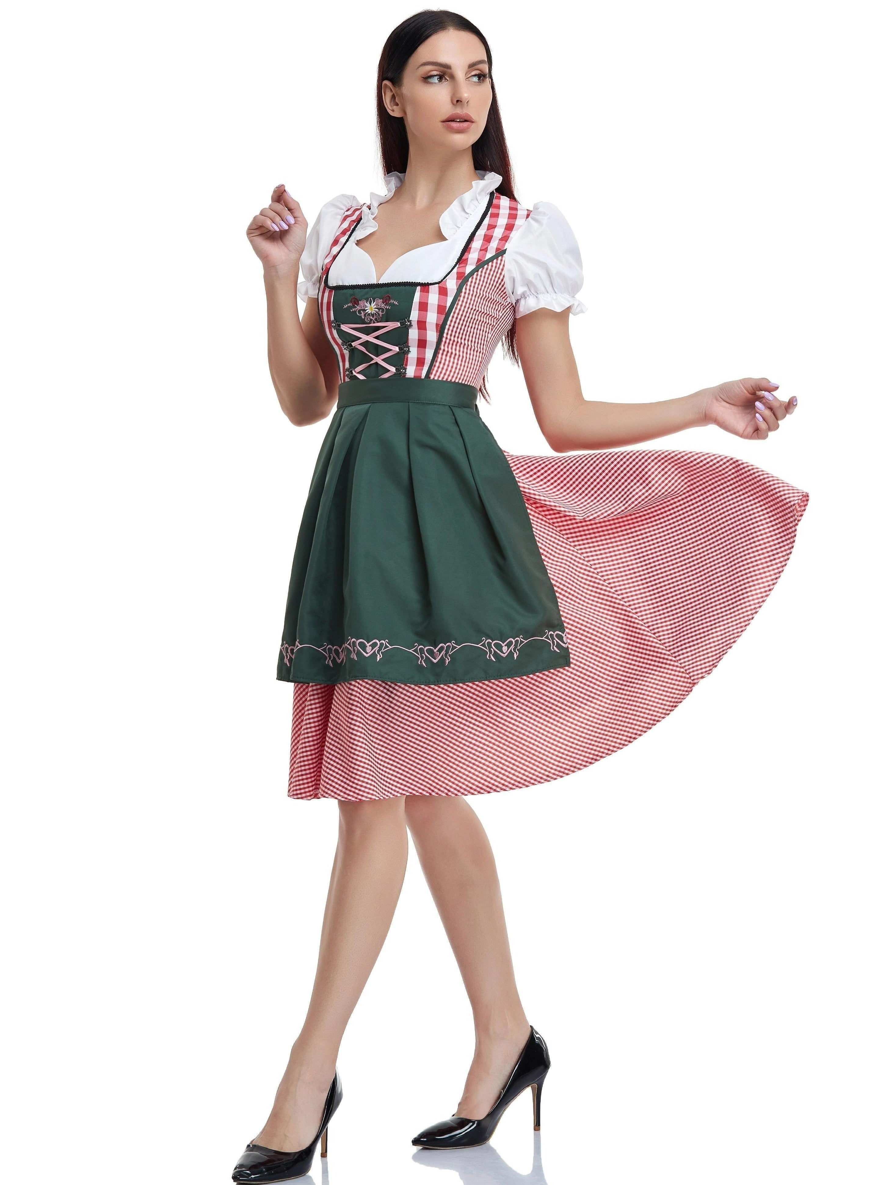 Damen Bayerisches Olivgrün Oktoberfest Dirndl Kleid 0