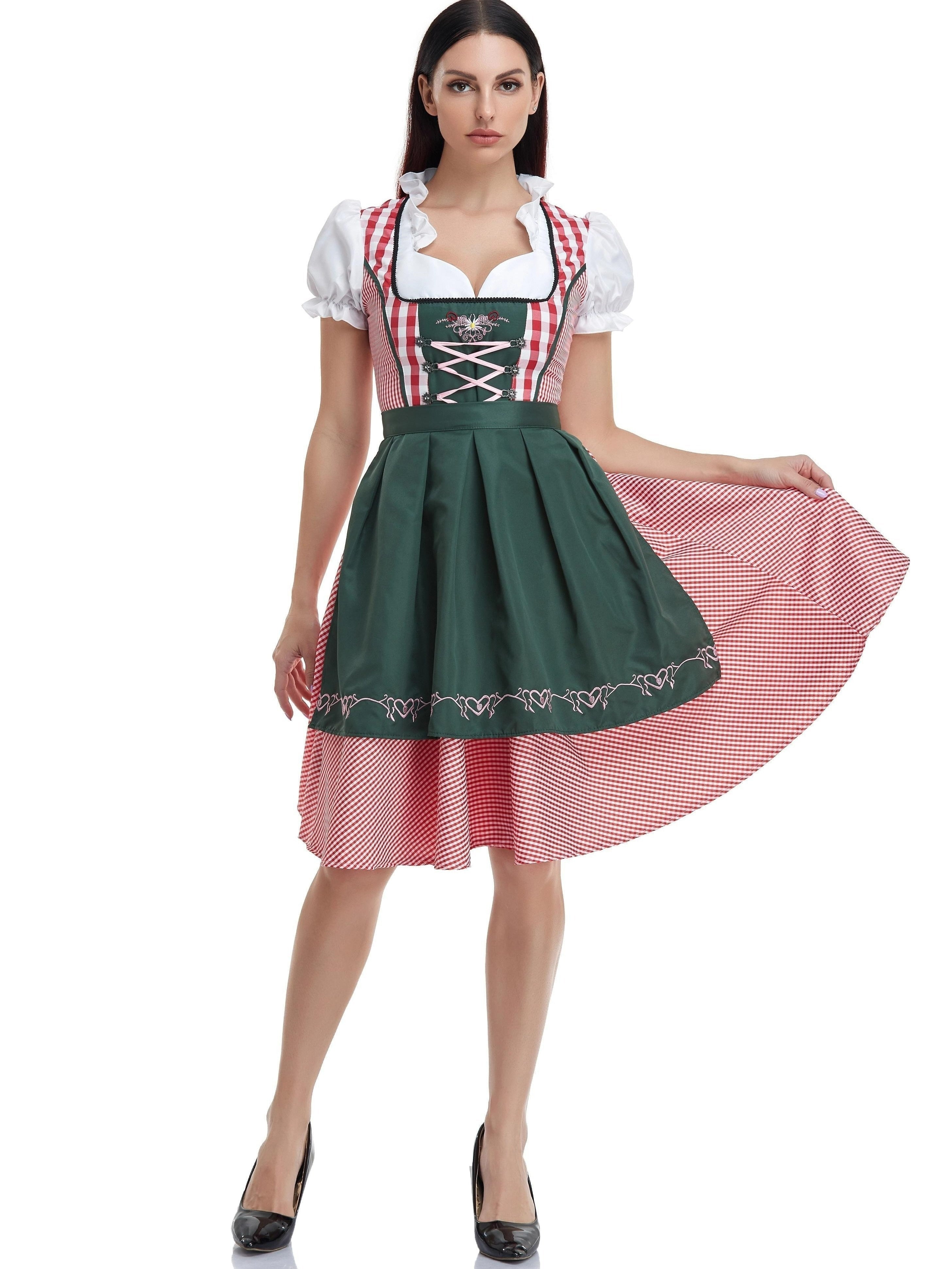 Damen Bayerisches Olivgrün Oktoberfest Dirndl Kleid 1