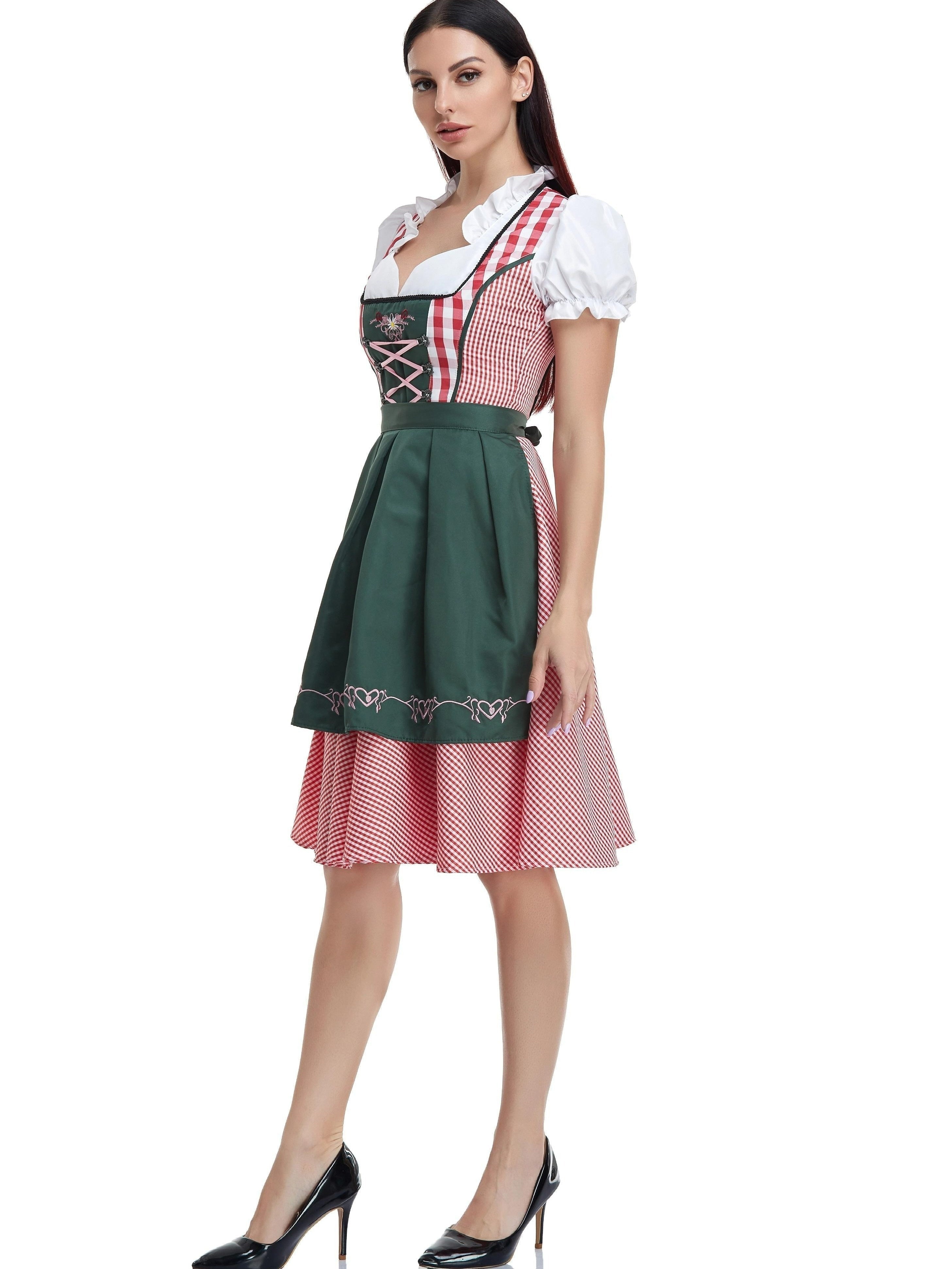 Damen Bayerisches Olivgrün Oktoberfest Dirndl Kleid 4