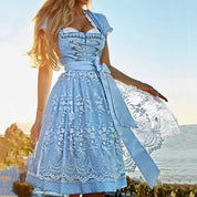 Damen Blau Oktoberfest Dirndl Kleid 0