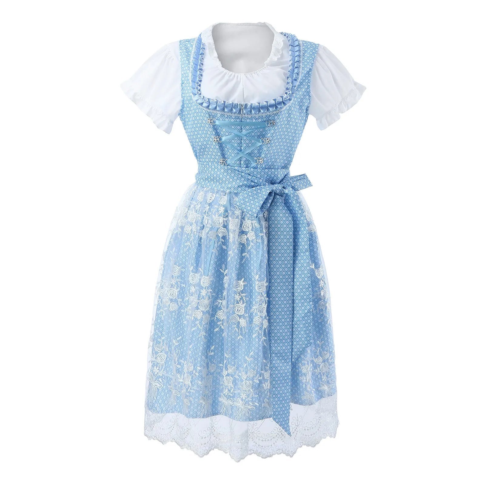 Damen Blau Oktoberfest Dirndl Kleid 1