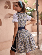 Damen Blumenmuster Oktoberfest Dirndl Kleid 1