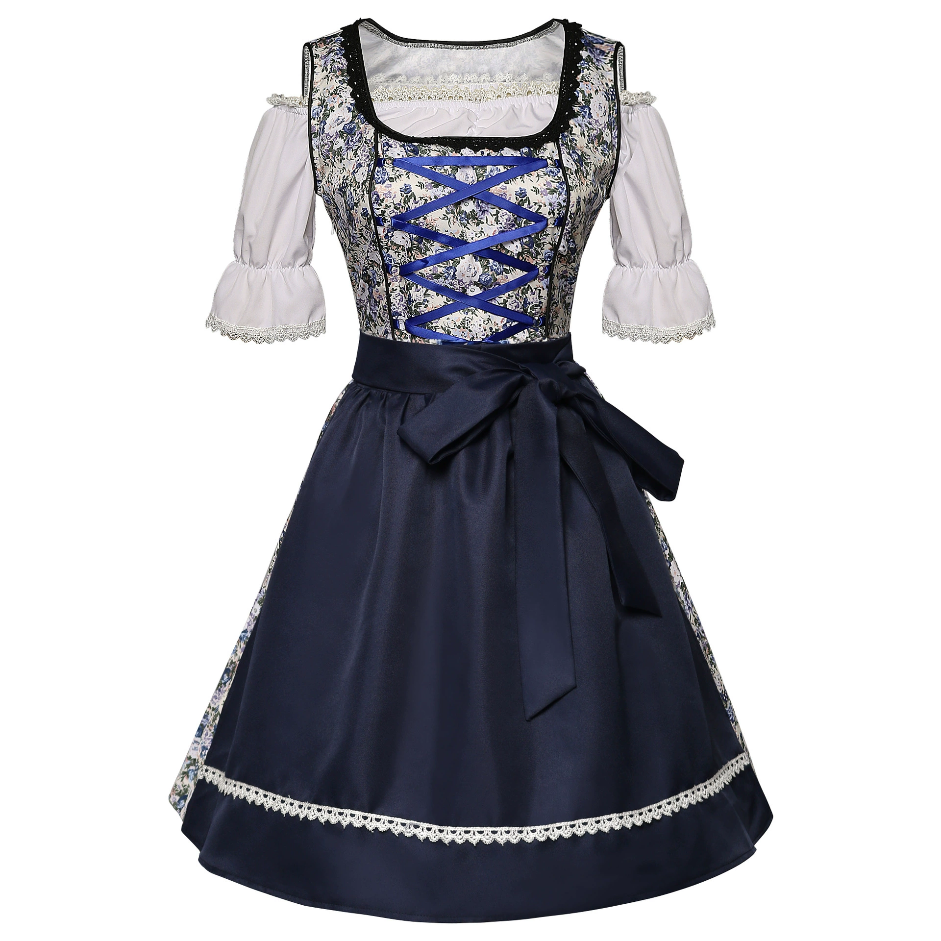 Damen Blumenmuster Oktoberfest Dirndl Kleid 2