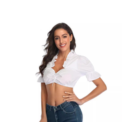 Damen Deutsch Weiße Oktoberfest Dirndl Bluse 1