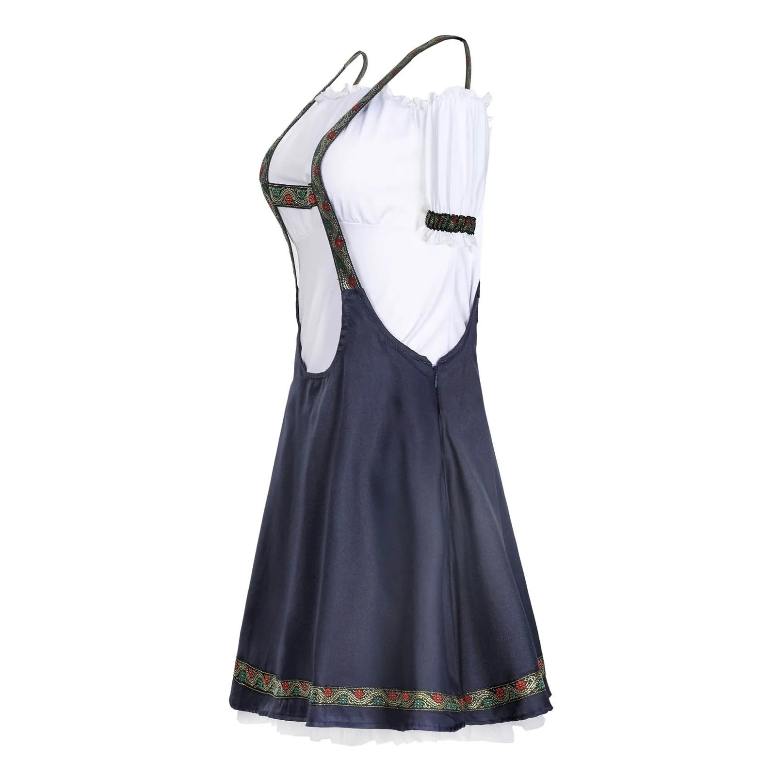 Damen Dunkelblau Mini Oktoberfest Dirndl Kleid 3