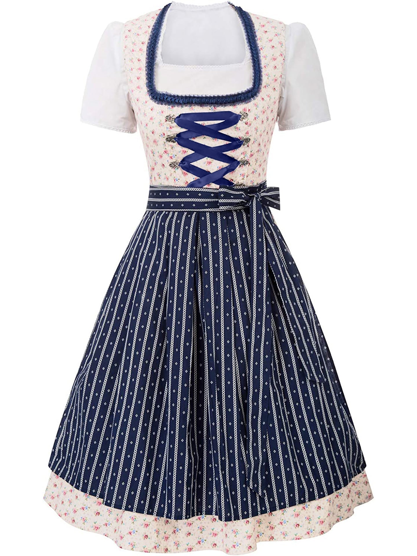 Damen Elegante Midi Oktoberfest Dirndl Kleid 0