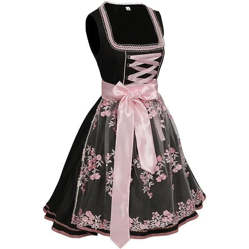 Damen Elegante Rosa Oktoberfest Dirndl Kleid 1