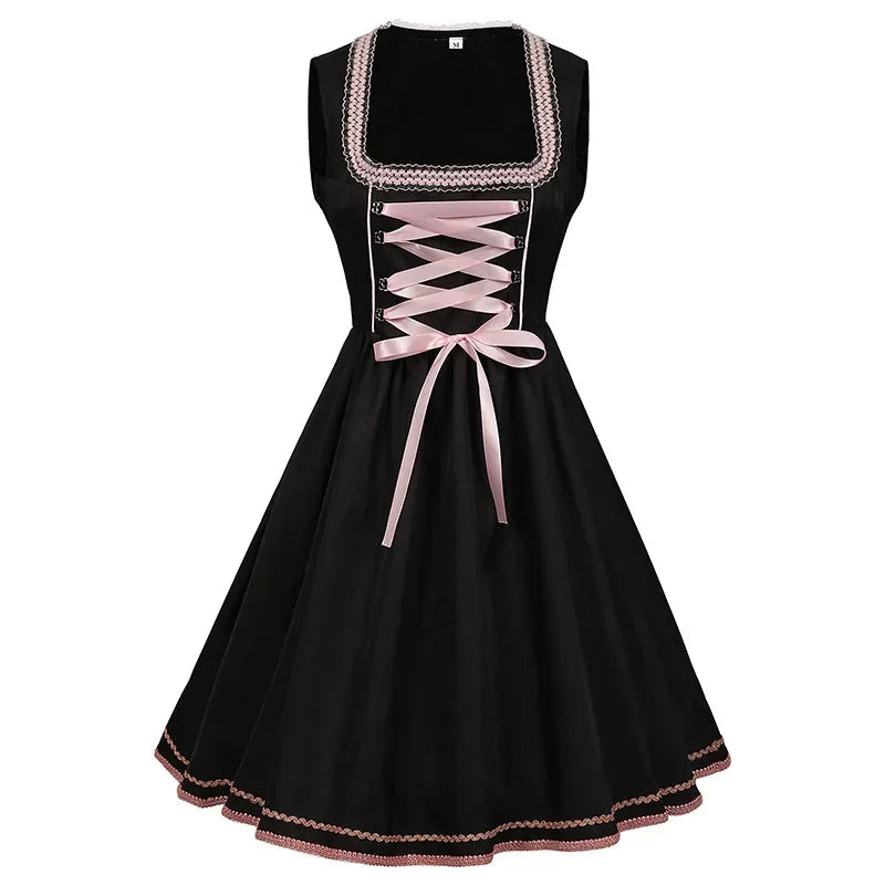 Damen Elegante Rosa Oktoberfest Dirndl Kleid 2
