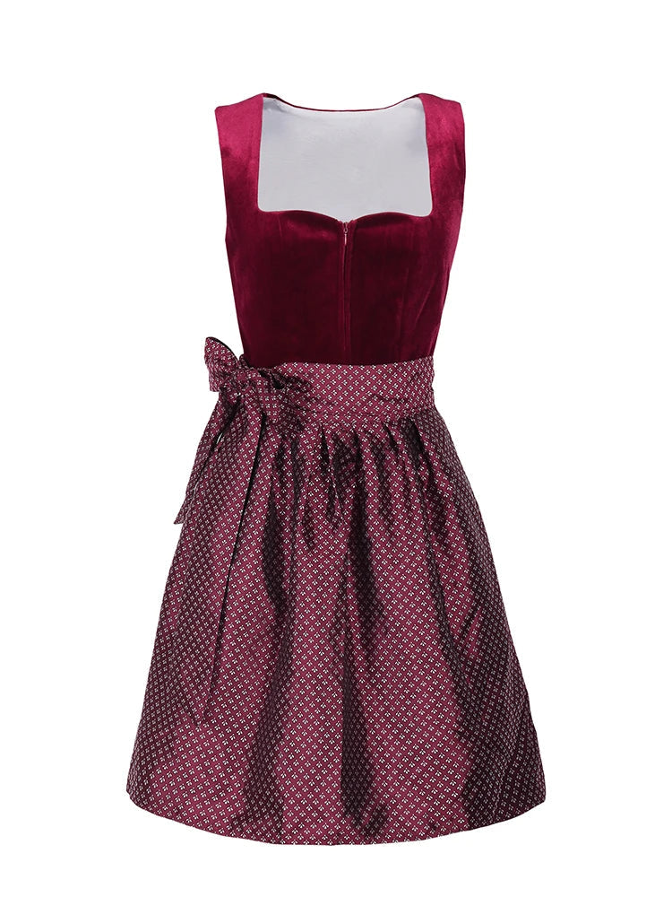 Damen Elegante Rot Oktoberfest Dirndl Kleid 0