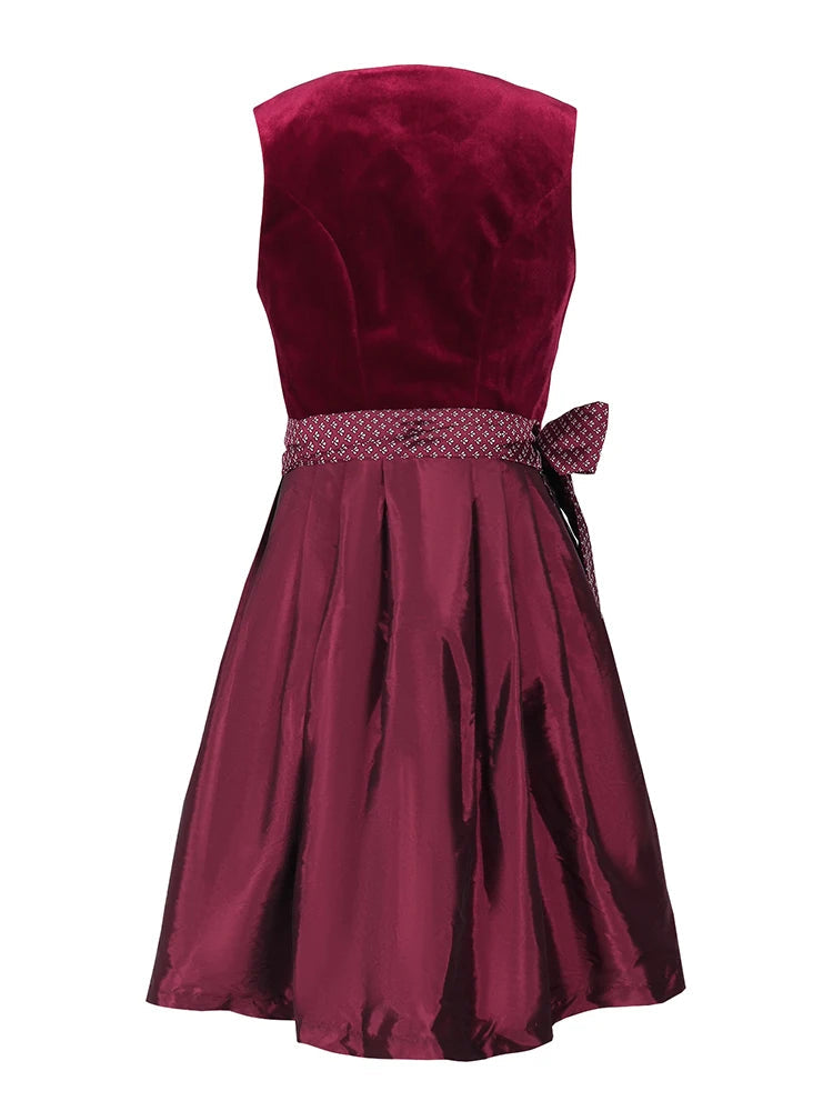 Damen Elegante Rot Oktoberfest Dirndl Kleid 2