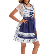Damen Elegante Schulterfrei Blau Oktoberfest Dirndl Kleid 1