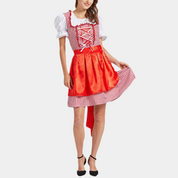 Damen Elegantes Rot Oktoberfest Dirndl Kleid 1