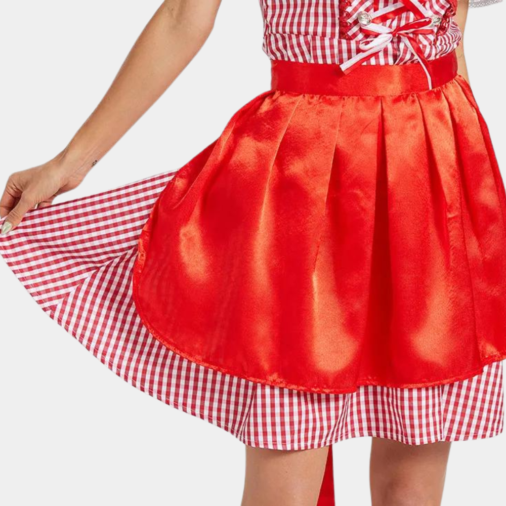 Damen Elegantes Rot Oktoberfest Dirndl Kleid 5