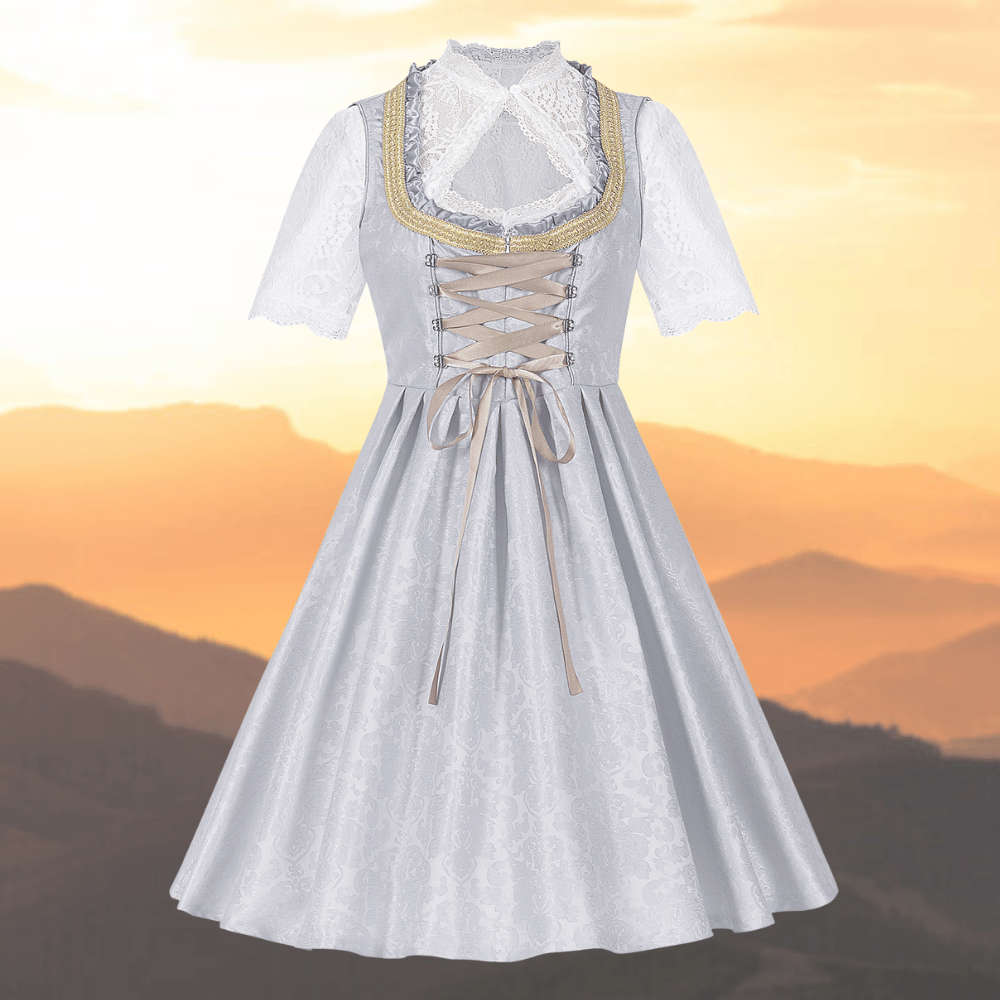 Damen Hellgrau Oktoberfest Dirndl Kleid 1