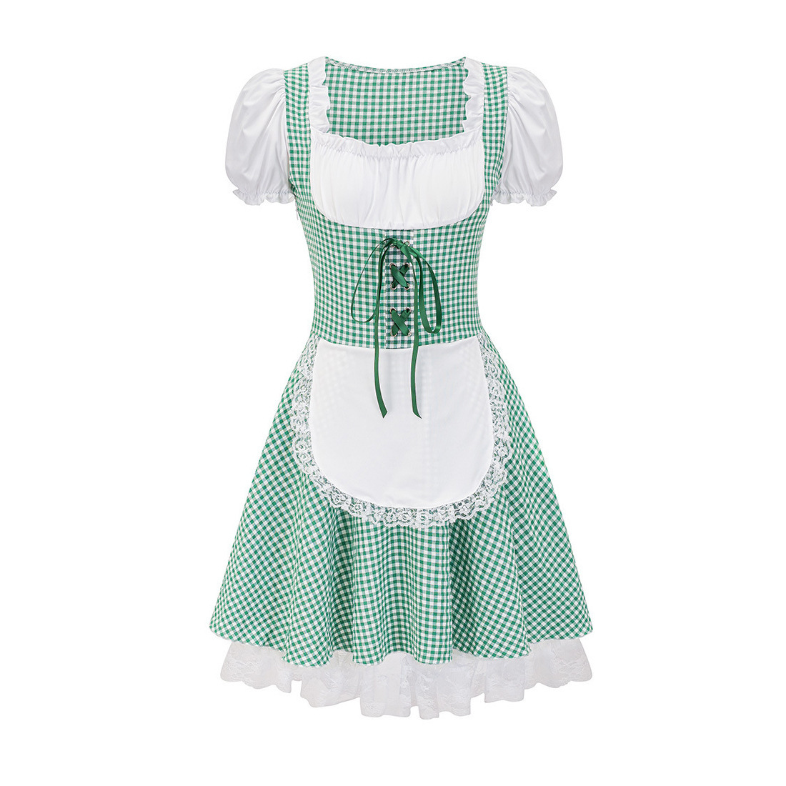 Damen Kariert Schulterfrei Oktoberfest Dirndl Kleid 0