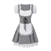 Damen Kariert Schulterfrei Oktoberfest Dirndl Kleid 2