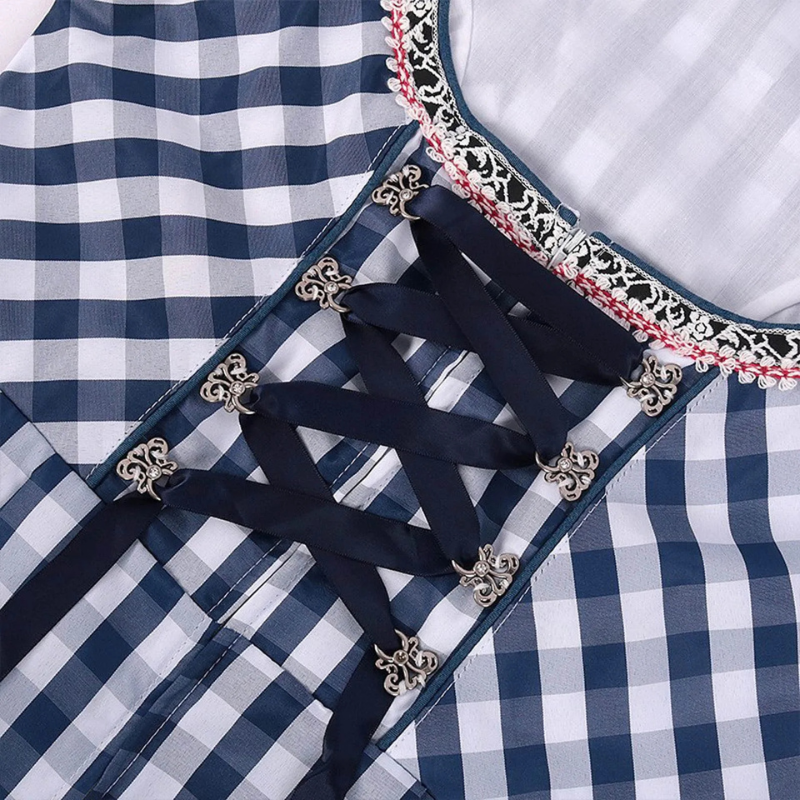 Damen Klassisches Blau Oktoberfest Dirndl Kleid 3
