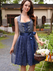 Damen Mini Blau Oktoberfest Dirndl Kleid 1