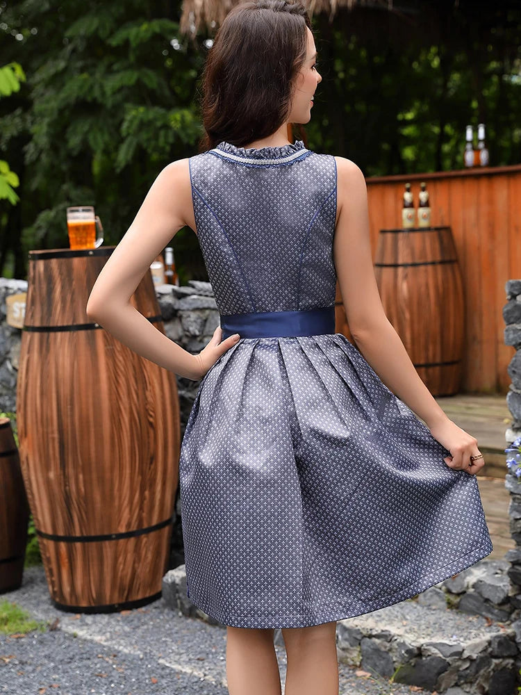 Damen Mini Blau Oktoberfest Dirndl Kleid 3