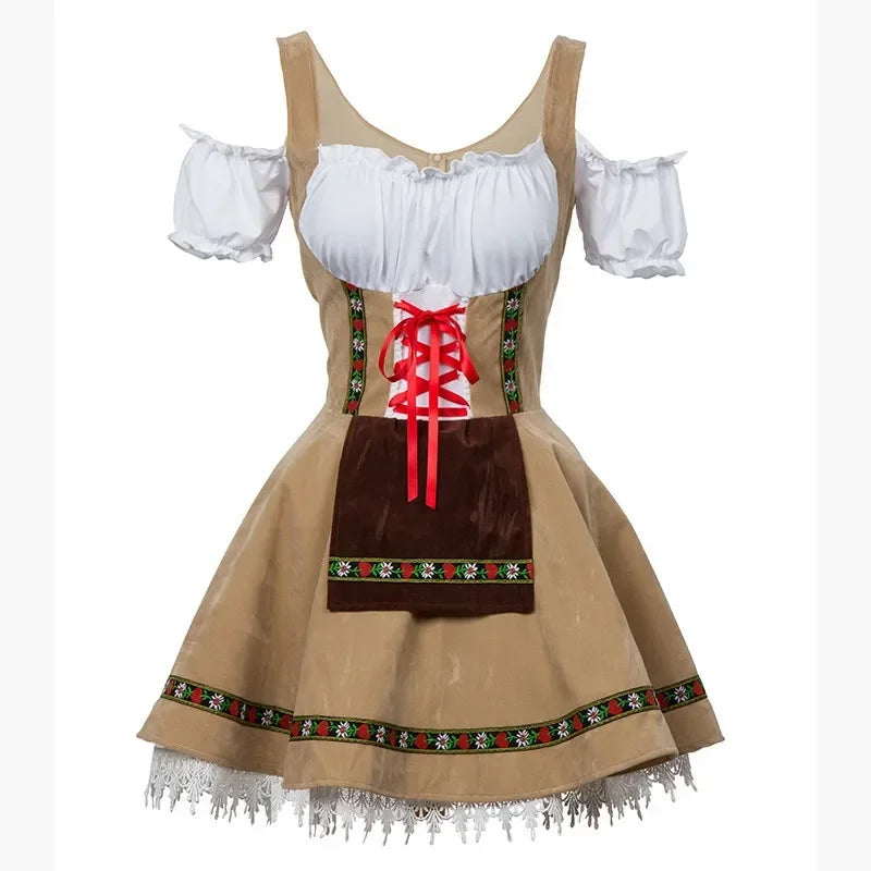 Damen Mini Elegante Oktoberfest Dirndl Kleid 3